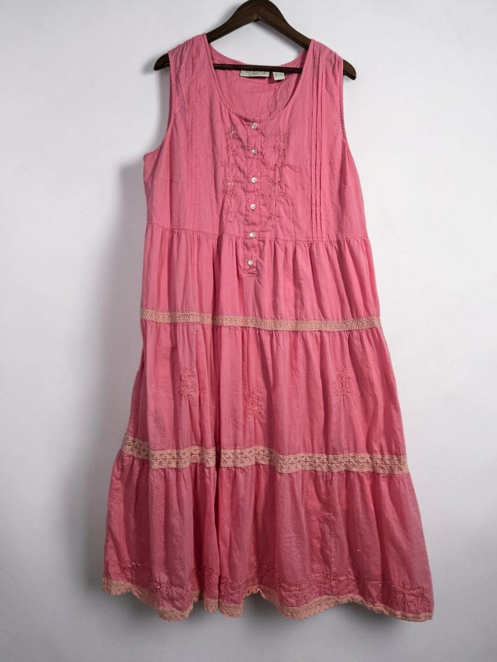 Jane Ashley Pink Beaded Cotton Sleeveless Dress – Women’s 1X